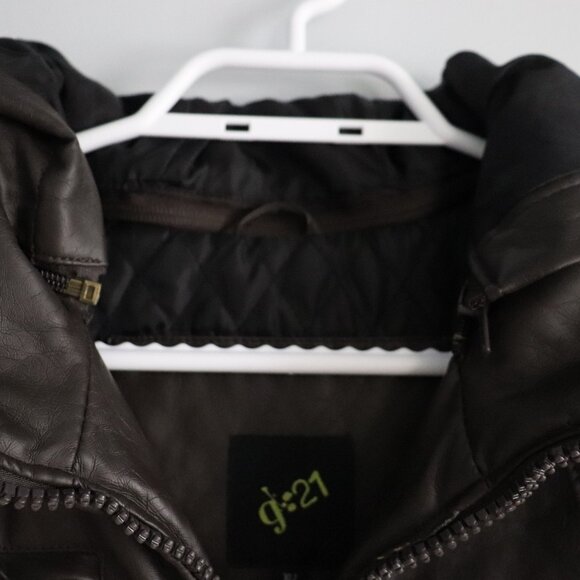 G21 Mens Brown Sz XL Hooded Full Zip Mid-Weight Lined Outdoor Pocket Jacket - Picture 8 of 15